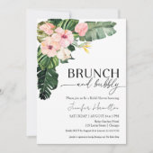 Invitation Brunch floral tropical et Fête des mariées bulle (Devant)