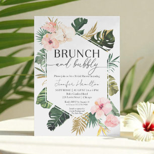 Invitation Brunch floral tropical et Fête des mariées bulle