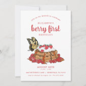 Invitation Brunch fraise gaufre | Berry Premier anniversaire (Devant)