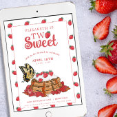 Invitation Brunch fraise gaufre | Deux Anniversaires doux