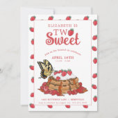 Invitation Brunch fraise gaufre | Deux Anniversaires doux (Devant)