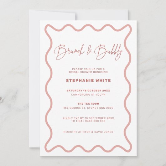 Invitation Brunch frontalier rose et bulle (Devant)