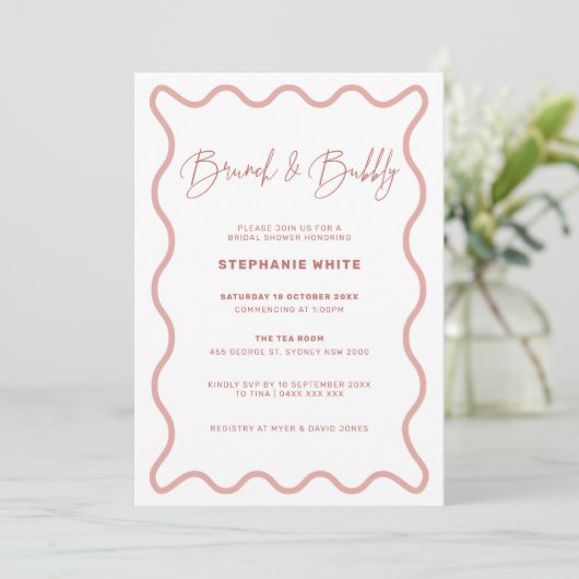 Invitation Brunch frontalier rose et bulle (Debout devant)