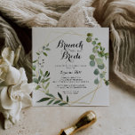 Invitation Brunch géométrique en or avec douche de mariée<br><div class="desc">Ce brunch géométrique en or avec l'invitation à la douche à la mariée est parfait pour un wedding shower tropical. Le design présente de beaux feuilles verts peints à la main,  ornant un cadre géométrique doré.</div>