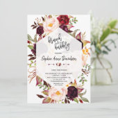 Invitation Brunch géométrique floral bourguignon et bulle (Debout devant)