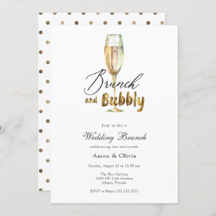 Invitation Brunch Gold et Brunch Mariage Bubbly Champagne