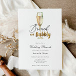 Invitation Brunch Gold et Brunch Mariage Bubbly Champagne<br><div class="desc">Invitation mariage Brunch avec une flûte d'or d'aquarelle de champagne et Brunch et Bubbly en faux Liquid Gold Foil. Customisez avec vos informations pour les jeunes mariés.</div>