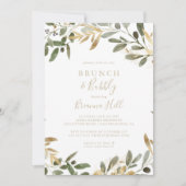 Invitation Brunch Gold Greenery et Fête des mariées Bubbly (Devant)