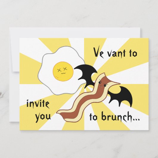 Invitation Brunch idiot avec du bacon de vampire et un œuf mo (Devant)
