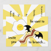 Invitation Brunch idiot avec du bacon de vampire et un œuf mo (Devant / Derrière)