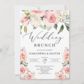 Invitation Brunch mariage à fleurs de pêche rose-pâle bohème (Devant)