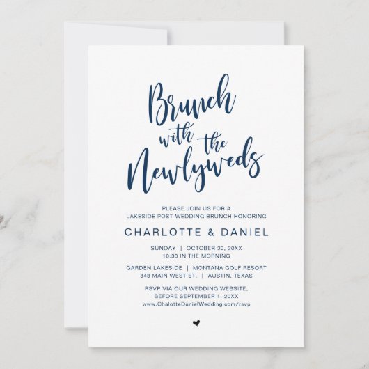 Invitation Brunch mariage avec les jeunes mariés, Moderne rus (Devant)