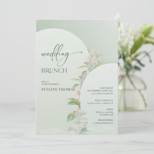 Invitation Brunch mariage boho printanier arche verdure (Debout devant)