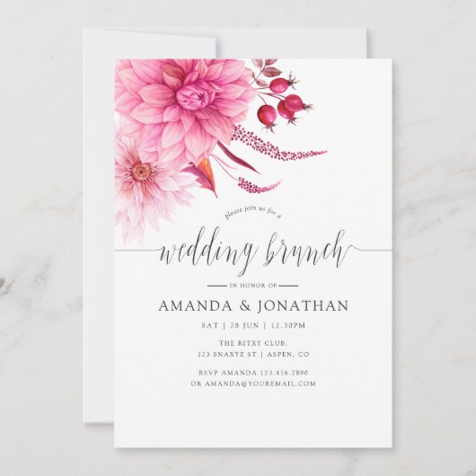 Invitation Brunch Mariage de automne d'automne bourguignon et (Devant)