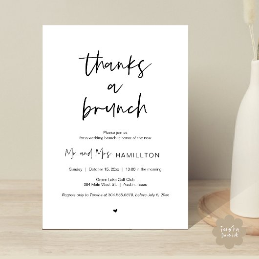 Invitation Brunch mariage de poste, Merci un Brunch