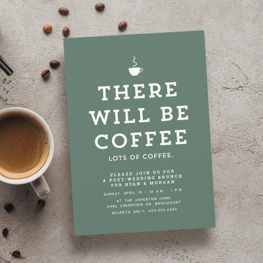 Invitation brunch mariage fun simple sauge café vert