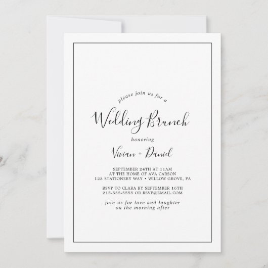 Invitation Brunch Mariage minimaliste (Devant)