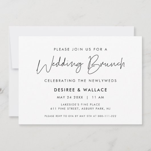 Invitation Brunch Mariage minimaliste moderne (Devant)