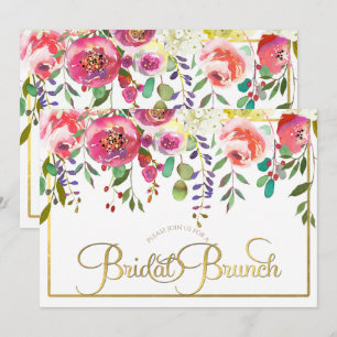 Invitation Brunch Mariage Moderne Fleurs Floral Aquarelle