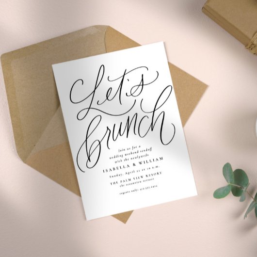 Invitation Brunch mariage noir et blanc à la main