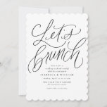 Invitation Brunch mariage noir et blanc à la main<br><div class="desc">Brunch ! Fêtez les jeunes mariés le matin suivant le mariage avec un brunch sendoff. Cette invitation originale en lettres de Lea Delaveris Design présente un script "Let's brunch" et une élégante typographie en noir pour tous les détails de la fête sur un arrière - plan blanc. Cette joyeuse invitation...</div>