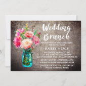 Invitation Brunch Mariage rustique Mason Jar et Flower Bouque (Devant)