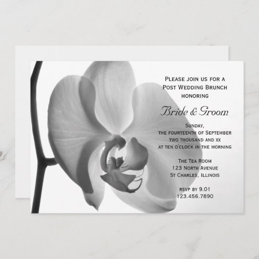Invitation Brunch Mariage White Orchid Post (Devant / Derrière)