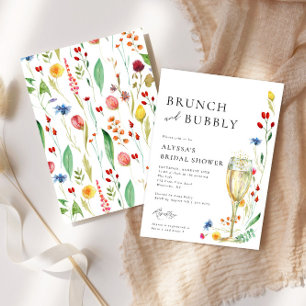 Invitation Brunch Meadow fleur sauvage & douche Bubbly rose