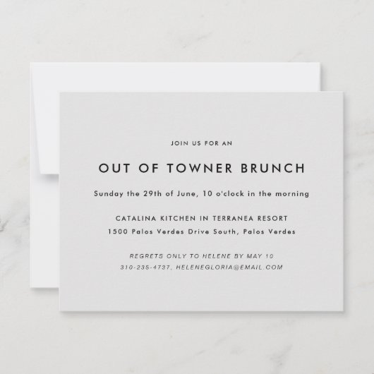 Invitation Brunch minimal pour visiteurs de passage (Devant)