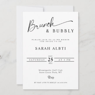 Invitation Brunch minimaliste et Fête des mariées bulle