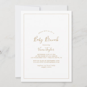 Invitation Brunch minimaliste Gold Baby