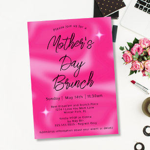 Invitation Brunch minimaliste moderne rose vif pour la fête d