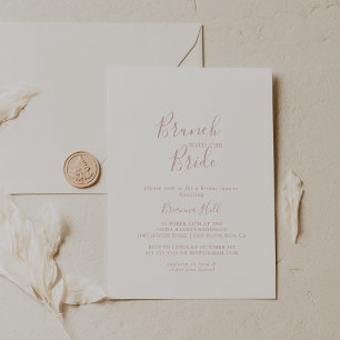 Invitation Brunch minimaliste or rose avec douche de mariée