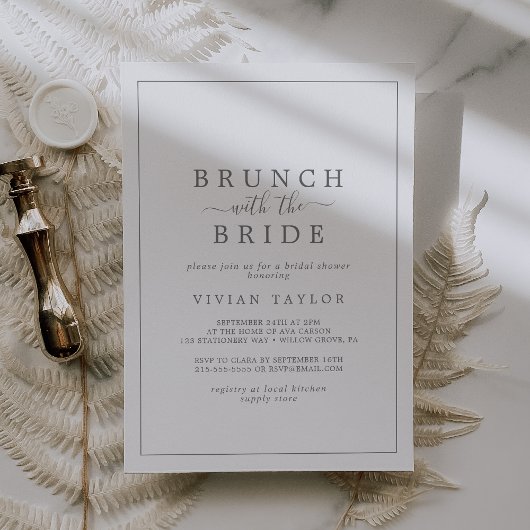 Invitation Brunch minimum en argent avec la Fête des mariées 