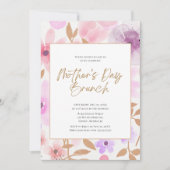 Invitation Brunch moderne Blush rose Floral Fête des Mères (Devant)