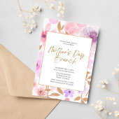 Invitation Brunch moderne Blush rose Floral Fête des Mères