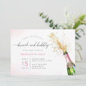 Invitation Brunch moderne et Fête des mariées champagne Bubbl (Debout devant)