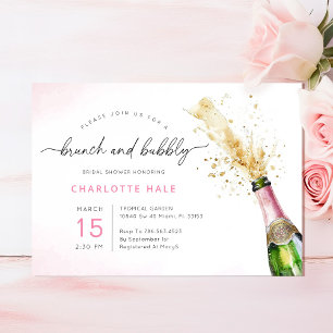 Invitation Brunch moderne et Fête des mariées champagne Bubbl