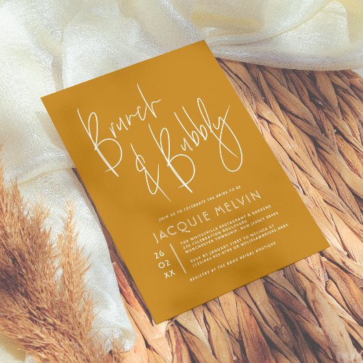 Invitation Brunch moutarde moderne & Fête des mariées mousseu