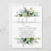 Invitation Brunch neutre de bébé de feuillage de verdure de (Devant)