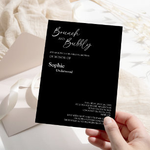 Invitation Brunch Noir Classique Moderne Et Bubbly