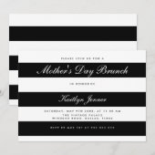 Invitation Brunch noir et blanc élégant de jour de mères de (Devant / Derrière)