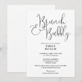 Invitation Brunch Noir Et Blanc Et Fête des mariées Bubbly (Devant / Derrière)