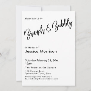 Invitation Brunch noir et blanc simple et typographie bulle
