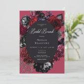 Invitation Brunch noir flamme d'Halloween floral rouge nuptia (Debout devant)