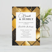 Invitation Brunch Noir Or Moderne & Fête des mariées Bubbly (Debout devant)