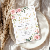 Invitation Brunch nuptial à cadre doré rose vif