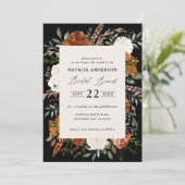 Invitation Brunch nuptial à fleurs de terre cuite noire (Debout devant)