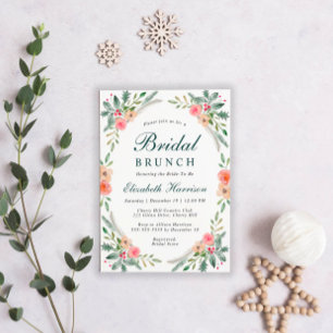 Invitation Brunch nuptial Aquarelle florale de Noël