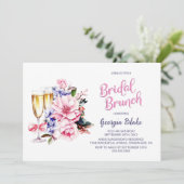 Invitation Brunch nuptial au champagne rose floral (Debout devant)